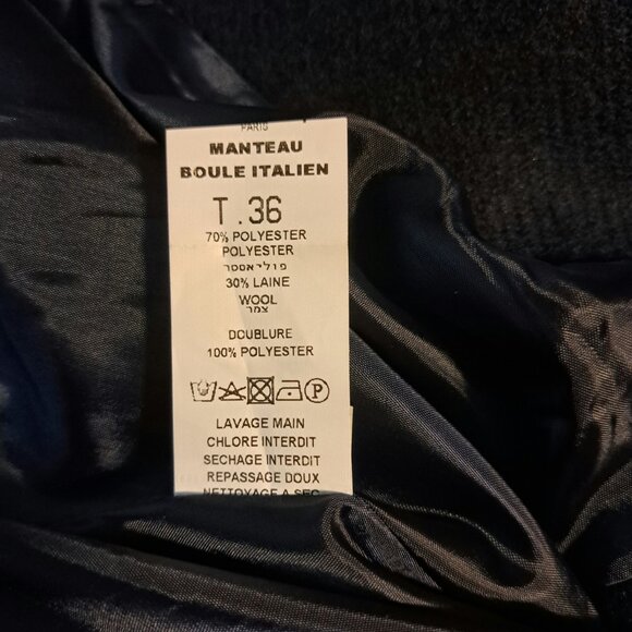 Avant Garde Dark blue cropped sleeve wool blend coat - Small - Picture 7 of 7